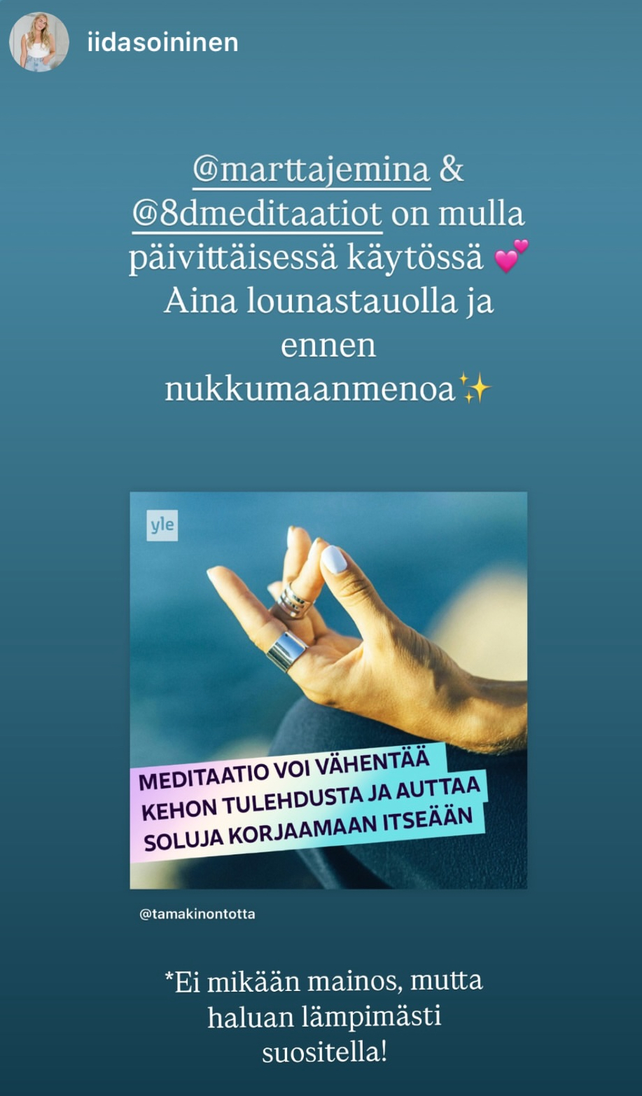 Jäsenen kokemus 8D-meditaatioista